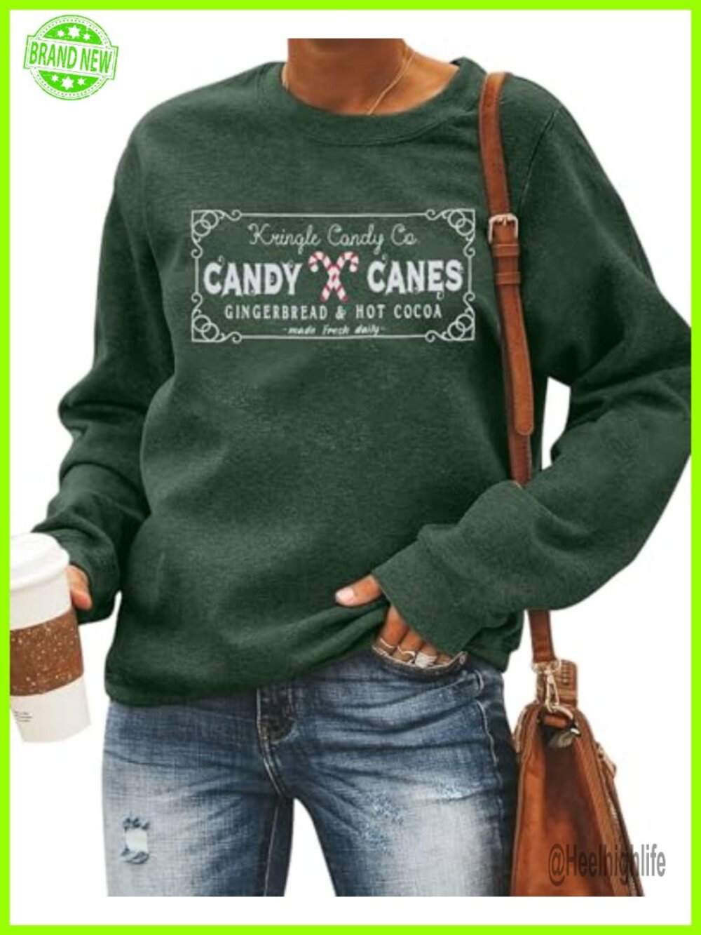 Christmas Candy Cane Graphic Crewneck Sweatshirt Long Sleeve Pullover